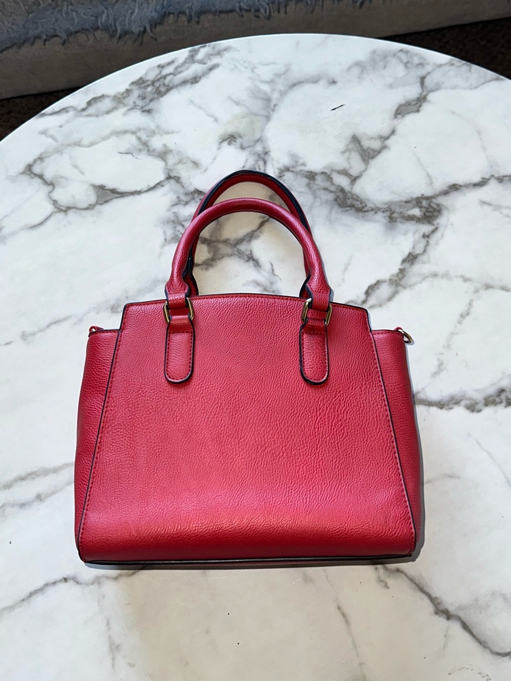 Classic Red Structured Satchel Handbag - Women